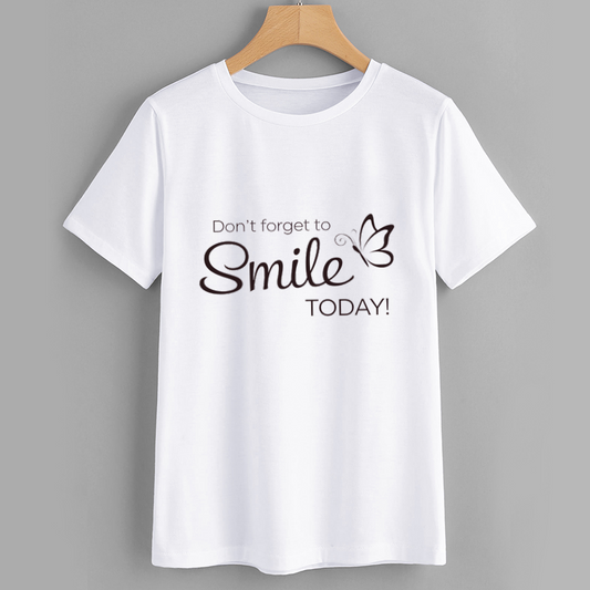 Smile Print Cotton T-Shirt Casual Wear