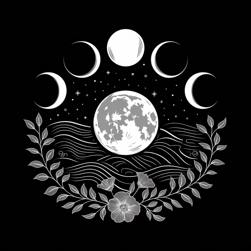 Celestial Moon Phases Graphic T-Shirt