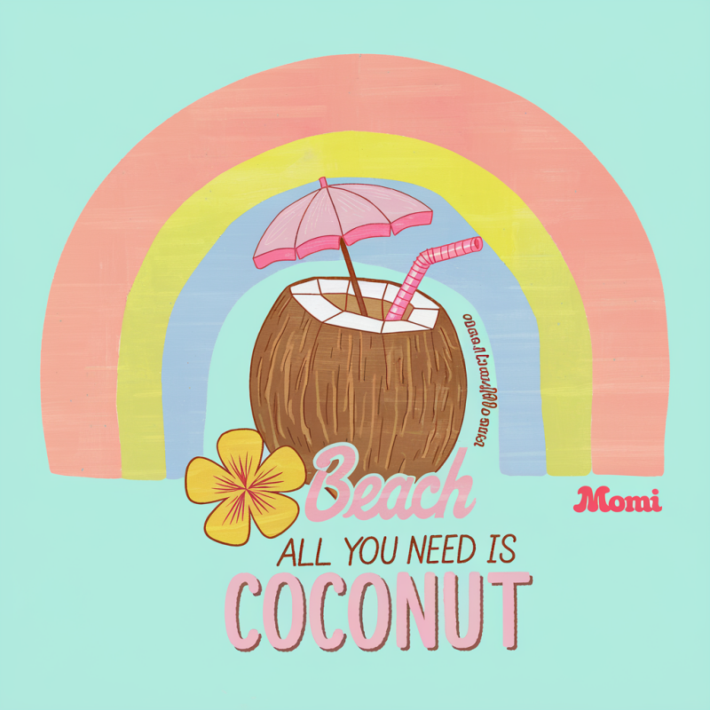 Beach Coconut Graphic Tee - Summer Fun T-Shirt