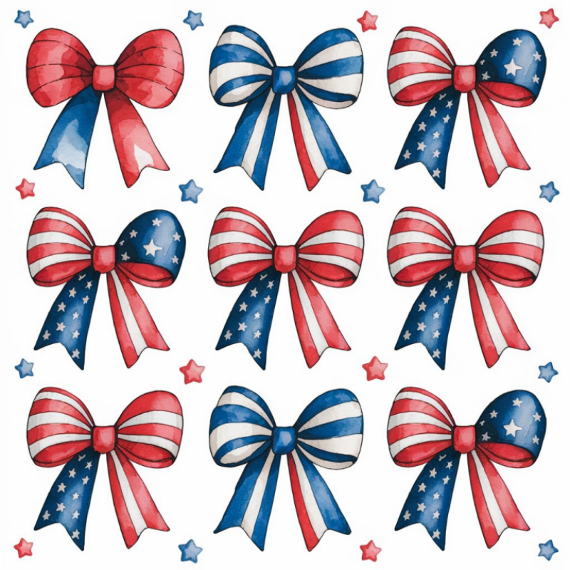 Patriotic Red and Blue Bows Graphic T-Shirt