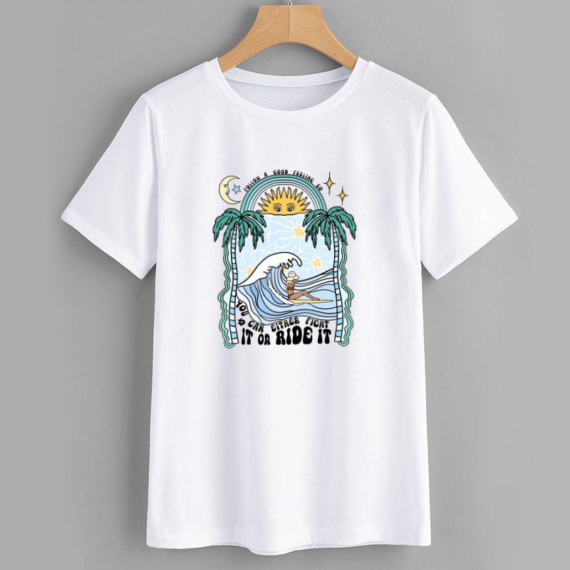 Catch the Wave Graphic T-Shirt - Surfing Inspired Design