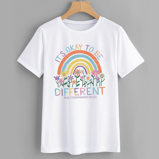Autism Awareness Rainbow T-Shirt - It's Okay to Be Different
