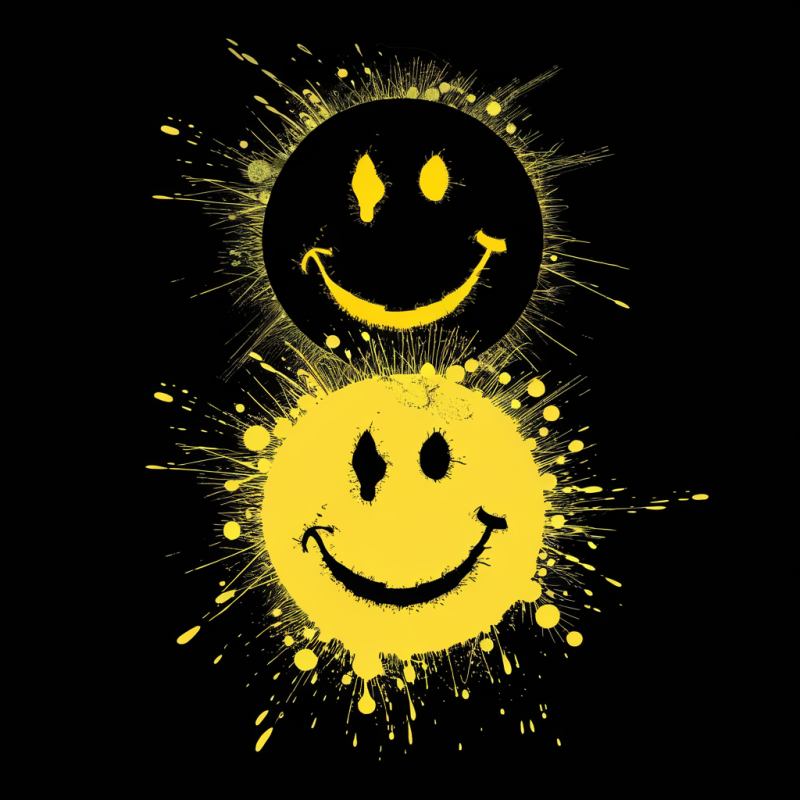 Smiley Face Graphic T-Shirt with Colorful Print