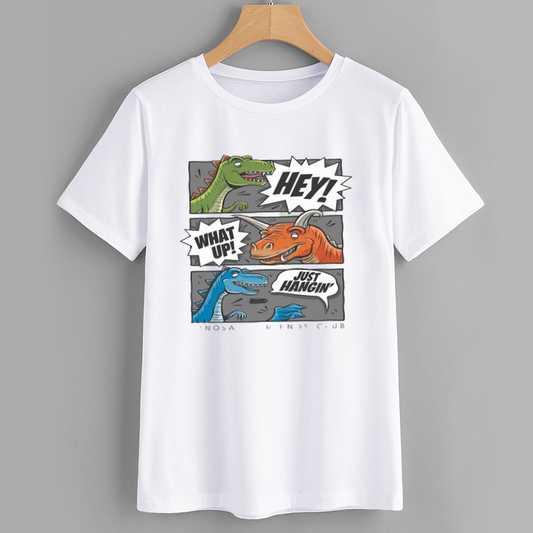 Dinosaur Graphic Tee - Hey What Up - Kids Casual T-Shirt