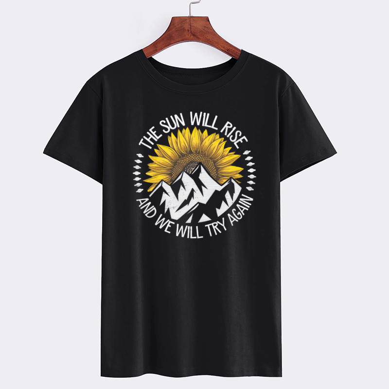 Sunrise Mountain Sunflower Inspirational T-Shirt
