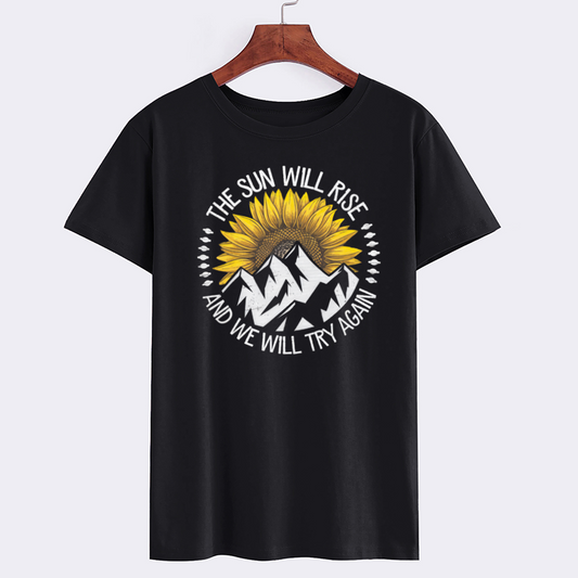 Sunrise Mountain Sunflower Inspirational T-Shirt