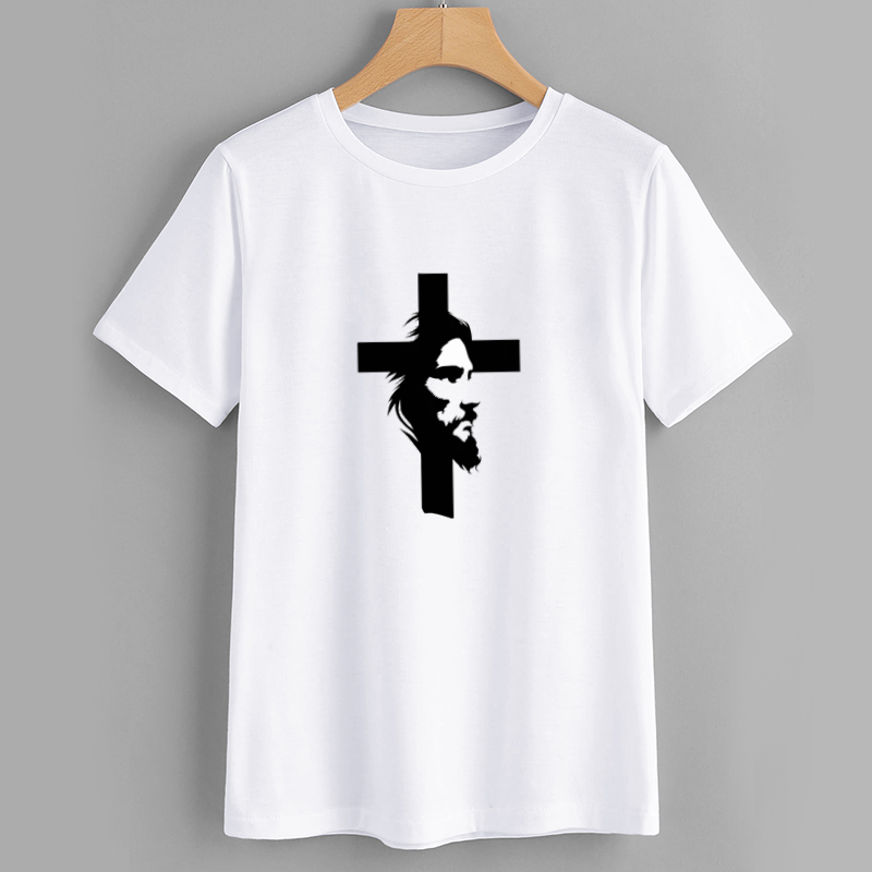 Jesus Christ Graphic T-Shirt with Cross Design