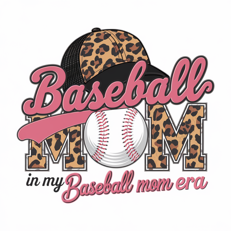 Leopard Baseball Mom Graphic Cotton T-Shirt
