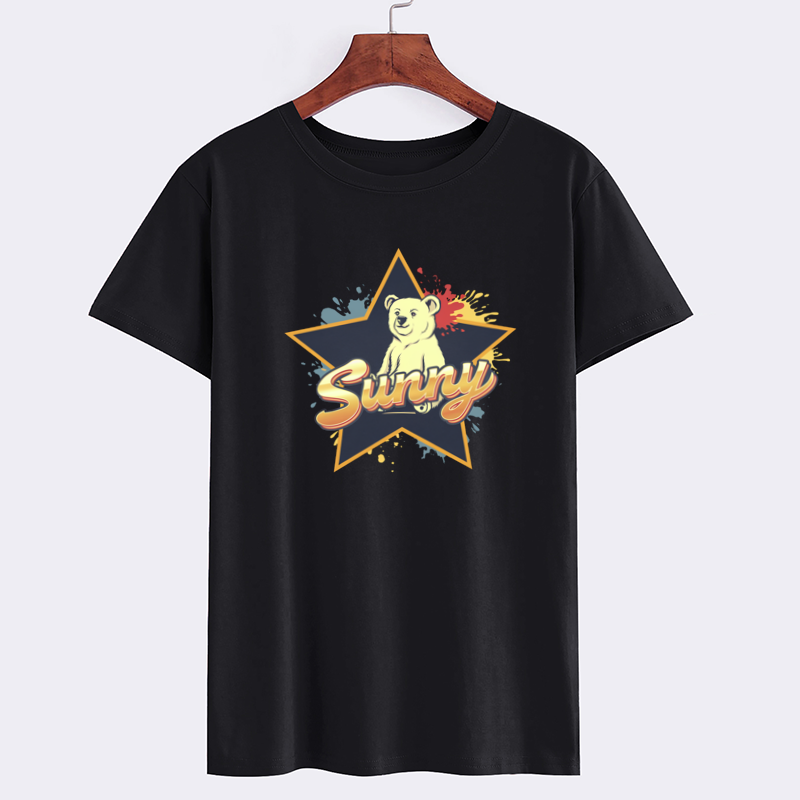 Sunny Bear Graphic Black T-Shirt