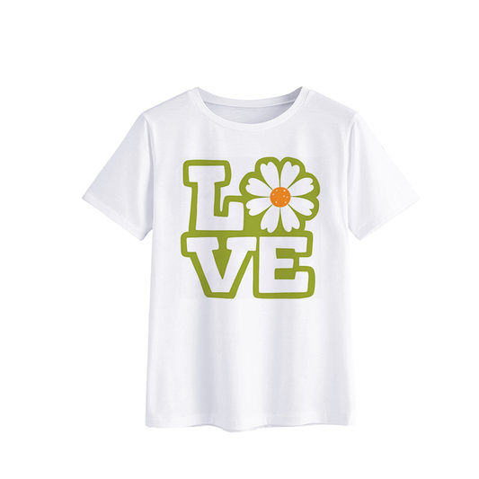 Floral Love Graphic Tee - White Casual T-Shirt