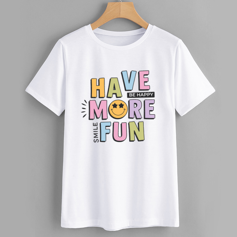 Have More Fun Graphic T-Shirt with Smiley Face Design