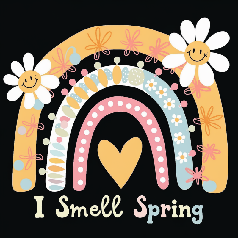 Rainbow Floral Graphic T-Shirt - I Smell Spring