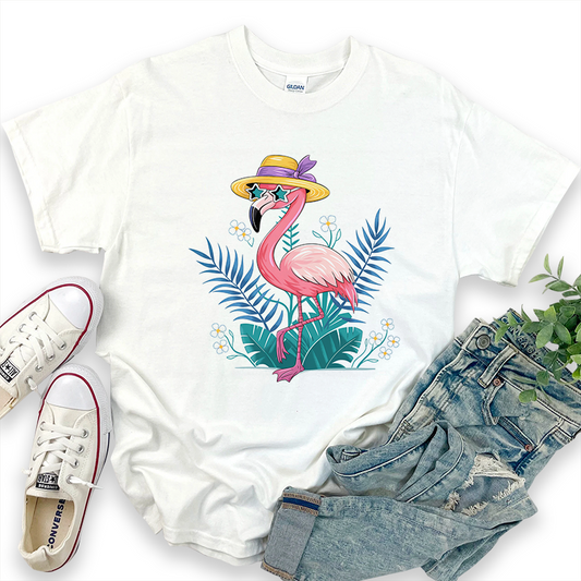 Flamingo Graphic Print Hawaiian T-shirt
