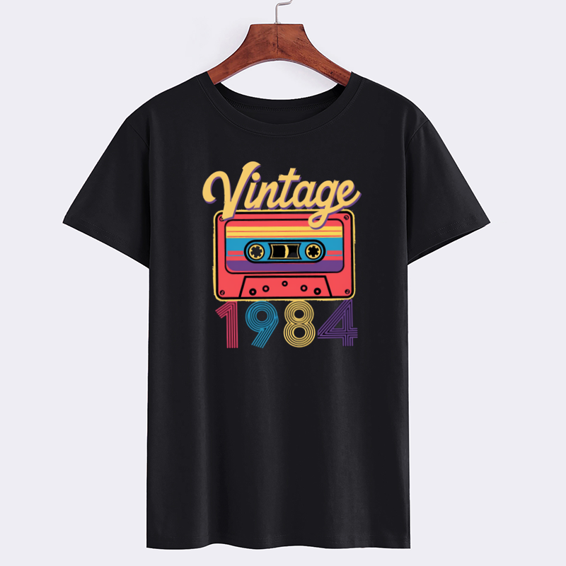 Vintage Retro Cassette Tape Graphic T-Shirt 1984