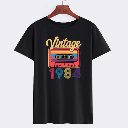 Vintage Retro Cassette Tape Graphic T-Shirt 1984