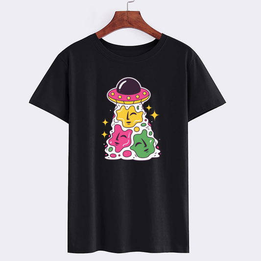 UrbanPop Colorful UFO Faces Graphic Cotton T-Shirt