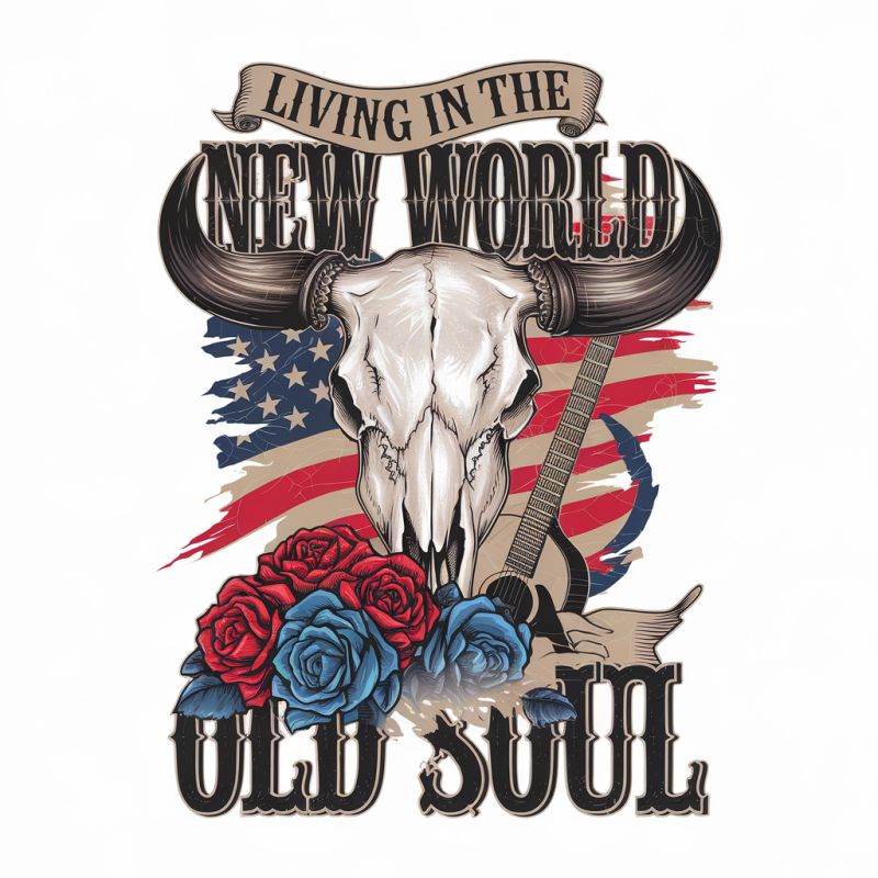Old Soul Western Skull Graphic Tee Cotton Shirt