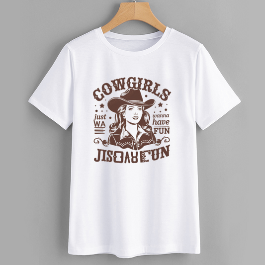 Cowgirl Fun Graphic Tee - Western Style Casual Shirt