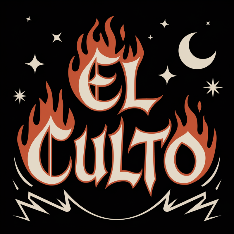 EL CULTO Flame Graphic Black T-Shirt