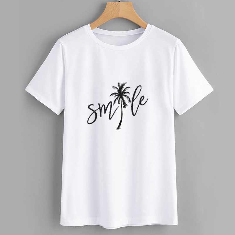 Smile Palm Tree Graphic T-Shirt
