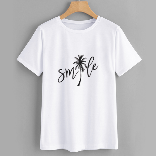 Smile Palm Tree Graphic T-Shirt