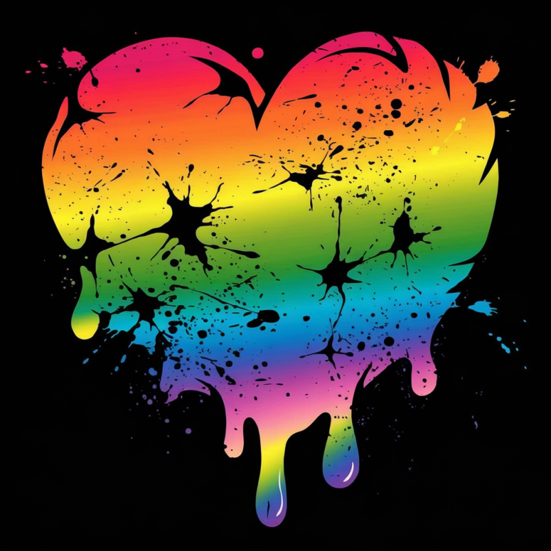 Rainbow Heart Dripping Graphic T-Shirt