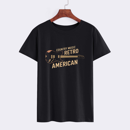 Retro Country Music American Guitar T-Shirt