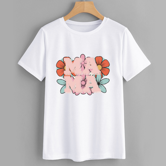 Floral MAMA Graphic T-Shirt - Stylish Women's Casual Tee