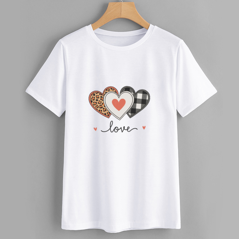 Leopard Heart Graphic Tee - Casual Love T-Shirt