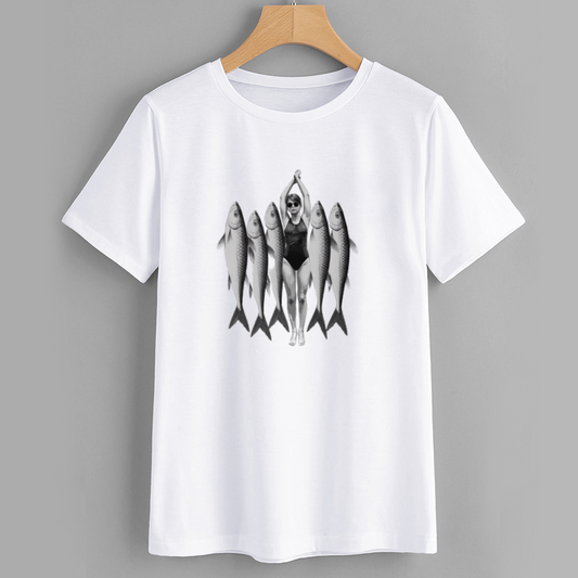 Vintage Style Graphic T-Shirt with Fish Design