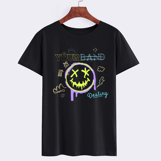 YOURBAND Graphic Smiley Face Black T-Shirt