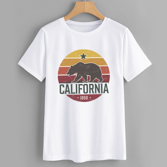 Retro California Bear Cotton Graphic T-Shirt