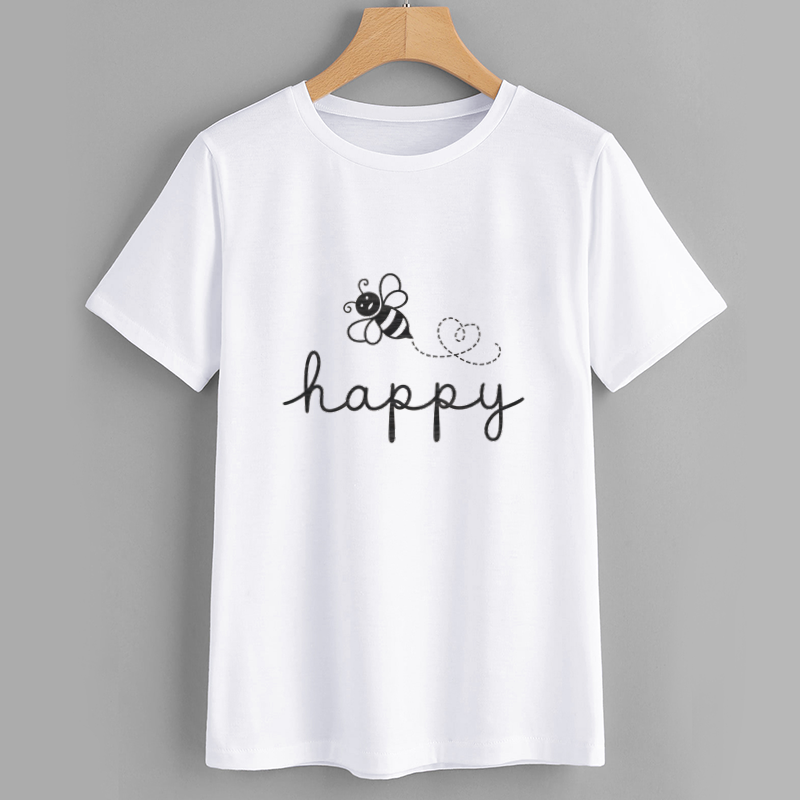 Cute Bee Happy Graphic T-Shirt