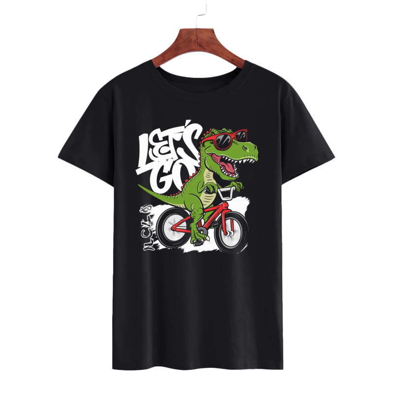Dinosaur Biking Graphic T-Shirt - Let's Go Tee