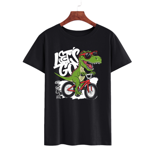 Dinosaur Biking Graphic T-Shirt - Let's Go Tee