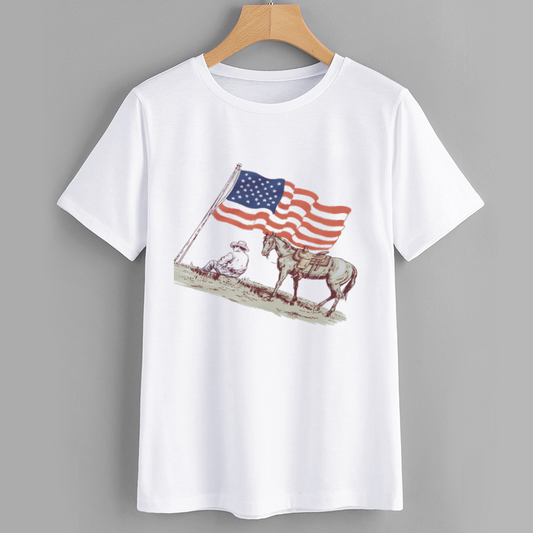 Vintage Cowboy American Flag T-Shirt
