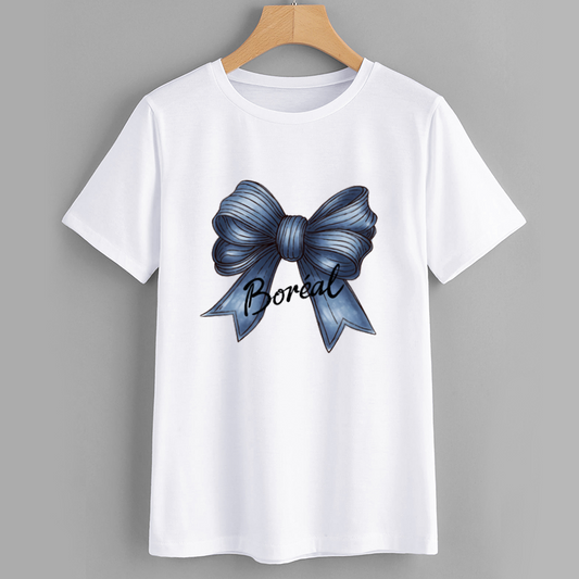 Boreal Blue Bow Graphic Cotton T-Shirt