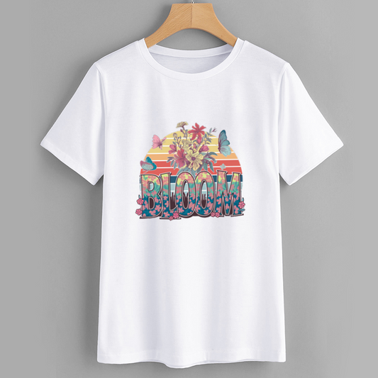 Retro Bloom Floral Graphic Cotton T-Shirt