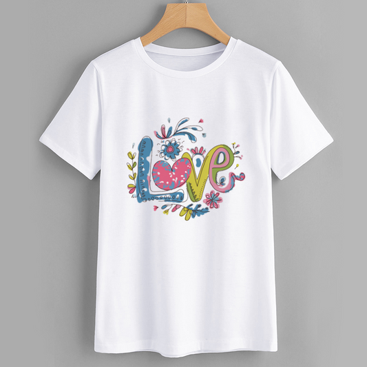 Floral Love Graphic Cotton T-Shirt