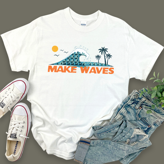 Casual Graphic 'Make Waves' T-shirt
