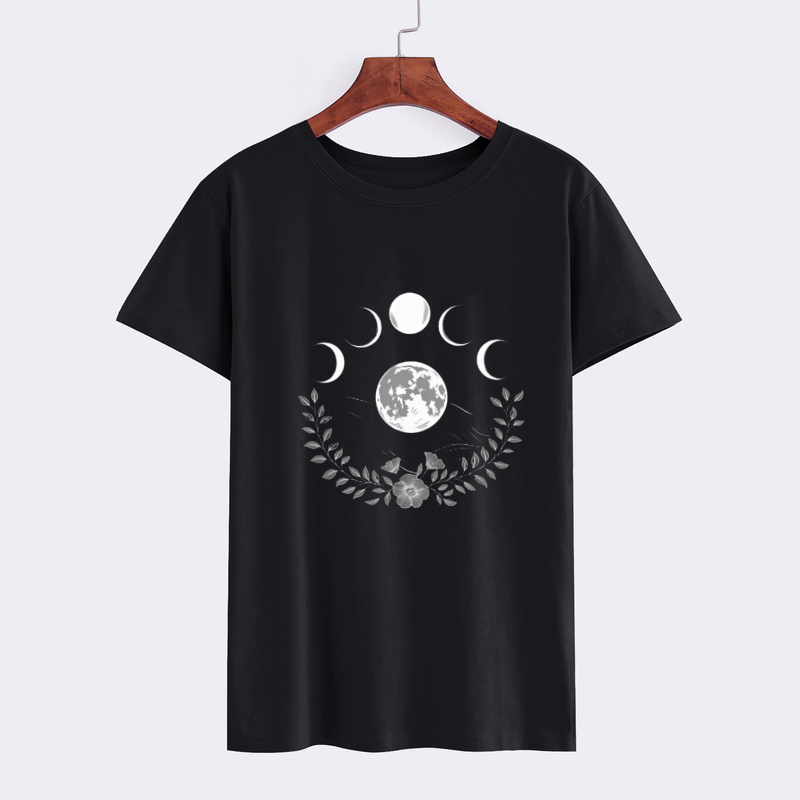 Celestial Moon Phases Graphic T-Shirt