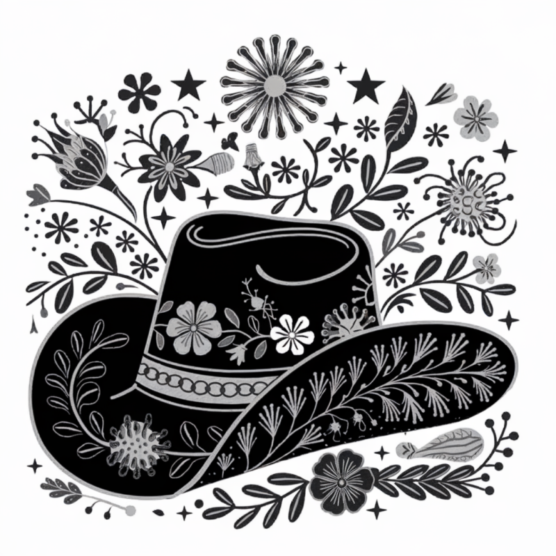 Floral Cowboy Hat Graphic T-Shirt