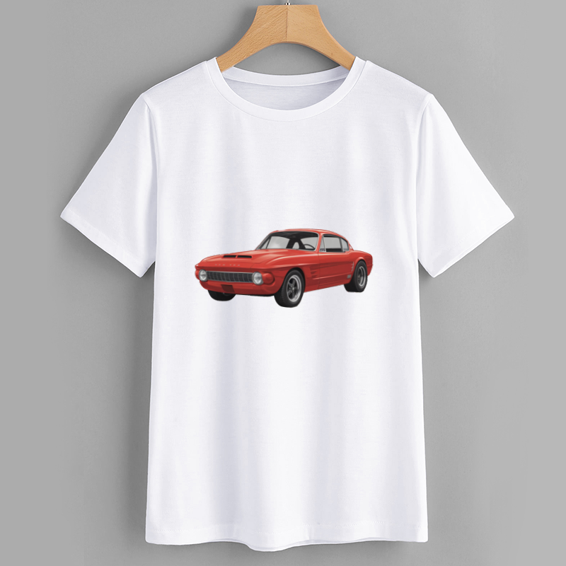 Vintage Red Car Graphic T-Shirt - Automotive Apparel for Enthusiasts