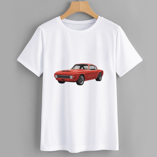 Vintage Red Car Graphic T-Shirt - Automotive Apparel for Enthusiasts