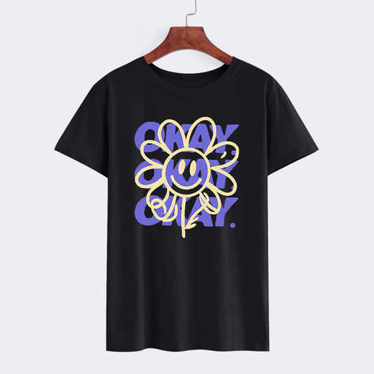 Trendy Smiley Flower Graphic T-Shirt