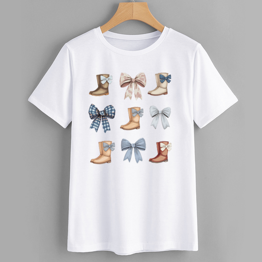 Charming Bow and Boot Graphic T-Shirt