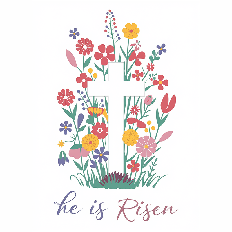 Floral Pattern 'He is Risen' T-shirt