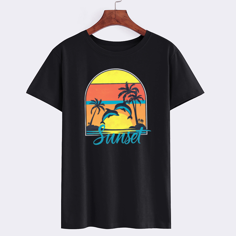 Dolphin Sunset Graphic T-Shirt