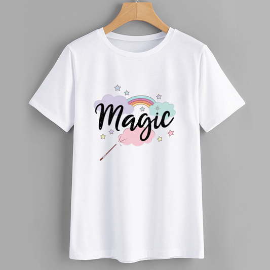 Magic Pastel Rainbow Graphic Cotton T-Shirt