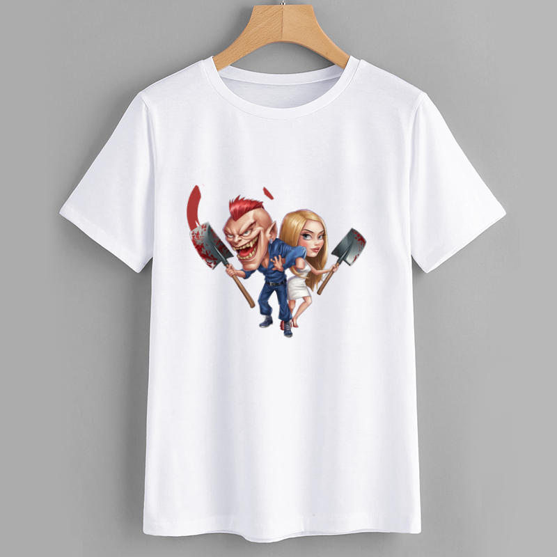 Cartoon Duo Graphic T-Shirt with Spades Design